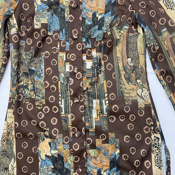 Toby George Vintage Asian Graphic Polyester Long Sleeve Disco Shirt Size 6 - Picture 10 of 16
